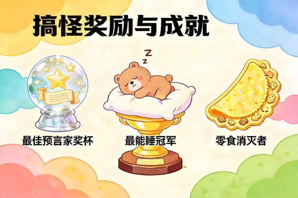 搞怪奖励与成就 - 展示各种有趣虚拟奖杯和徽章，如最佳预言家奖杯